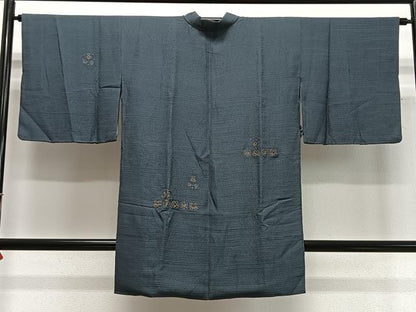 平和屋着物∞道中着　草花文　金糸　ロング丈　正絹　逸品　CABD4725ua