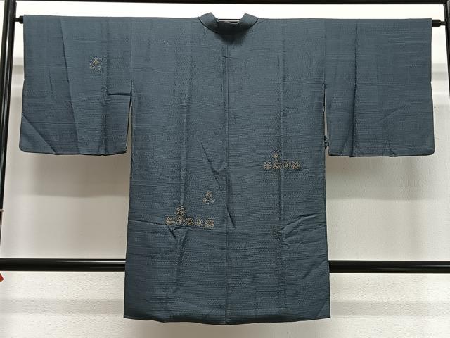 平和屋着物∞道中着　草花文　金糸　ロング丈　正絹　逸品　CABD4725ua
