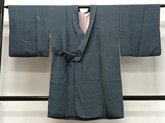 平和屋着物∞道中着　草花文　金糸　ロング丈　正絹　逸品　CABD4725ua
