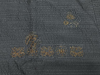 平和屋着物∞道中着　草花文　金糸　ロング丈　正絹　逸品　CABD4725ua
