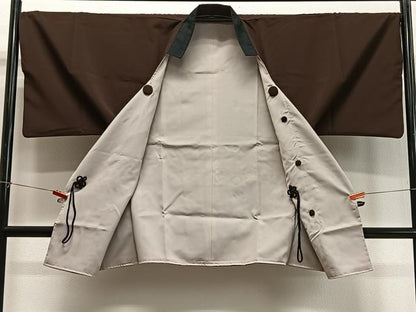 平和屋着物∞男性　和装コート　リバーシブル　角袖　ロング丈　正絹　逸品　CABD4728ua
