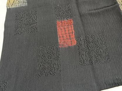 平和屋着物∞道行コート　絞り　舞色紙文　ロング丈　正絹　逸品　CABD4729ua