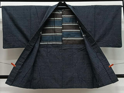 平和屋着物∞男性　長羽織　絣文様　綿　逸品　CABD4733ua