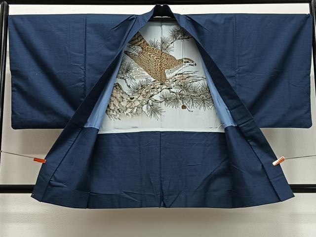 平和屋着物∞男性　羽織　お召地　100亀甲　総詰め　正絹　逸品　CABD4734ua