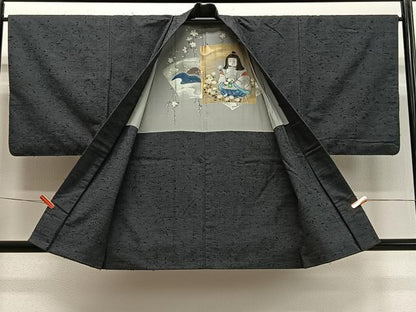 平和屋着物∞男性　羽織　髭紬地　檳榔子染色　正絹　逸品　CABD4735ua