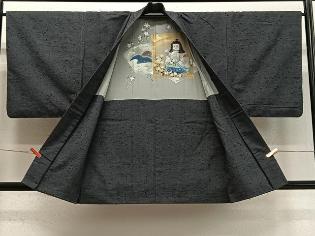 平和屋着物∞男性　羽織　髭紬地　檳榔子染色　正絹　逸品　CABD4735ua