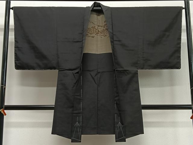 平和屋着物∞男性　長羽織　黒紋付　正絹　逸品　未使用　CABD4736ua