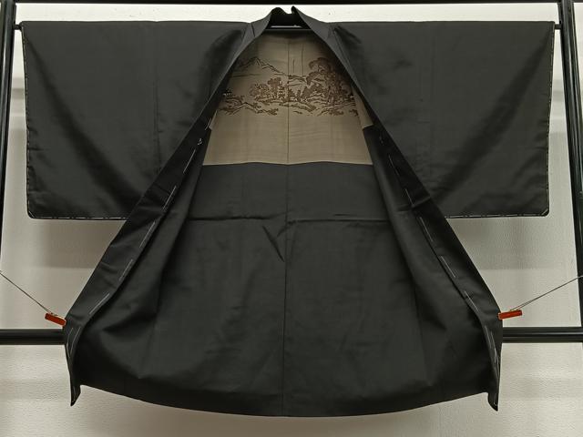 平和屋着物∞男性　長羽織　黒紋付　正絹　逸品　未使用　CABD4736ua