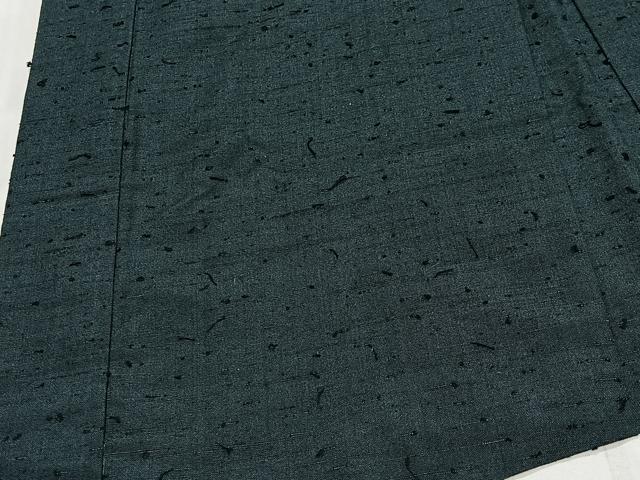 平和屋着物∞男性　長羽織　髭紬地　高麗納戸色　正絹　逸品　CABD4738ua