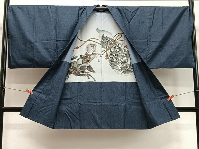 平和屋着物∞男性　長羽織　本場大島紬　120亀甲　総詰め　正絹　逸品　CABD4739ua