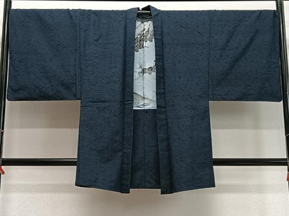 平和屋着物∞男性　長羽織　髭紬地　褐返色　正絹　逸品　CABD4741ua