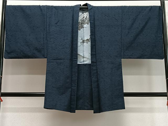 平和屋着物∞男性　長羽織　髭紬地　褐返色　正絹　逸品　CABD4741ua