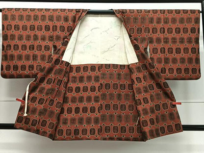 平和屋着物∞道行コート　動物格子文　正絹　逸品　CABD4742ua
