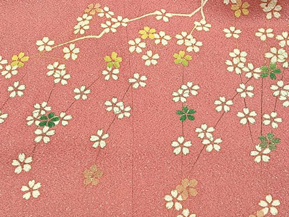 平和屋着物∞コート作家　三本賢　道中着　枝花文　ロング丈　正絹　逸品　CABD4743ua