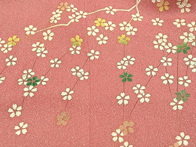 平和屋着物∞コート作家　三本賢　道中着　枝花文　ロング丈　正絹　逸品　CABD4743ua