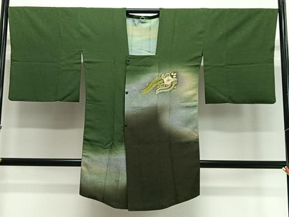 平和屋着物∞道行コート　辻が花　暈し染め　ロング丈　正絹　逸品　CABD4744ua