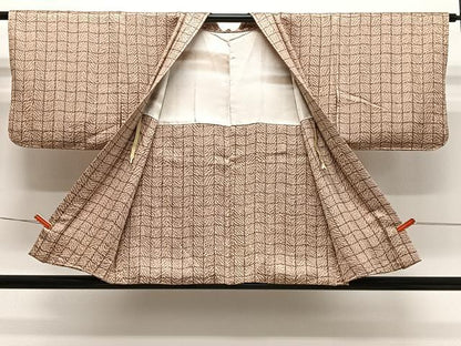 平和屋着物∞羽織　総絞り　格子　杢目絞り　正絹　逸品　CABD4747ua