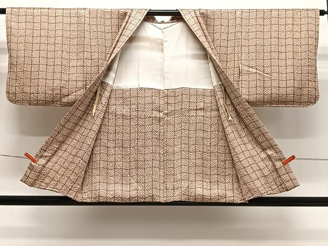 平和屋着物∞羽織　総絞り　格子　杢目絞り　正絹　逸品　CABD4747ua