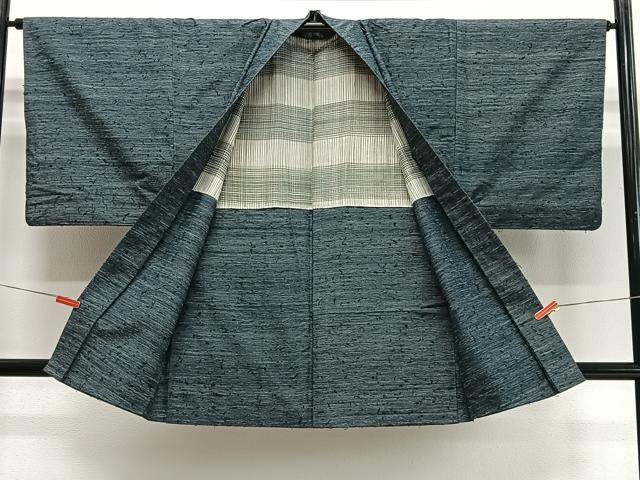 平和屋着物∞男性　羽織　髭紬地　霞文　正絹　逸品　CABD4748ua