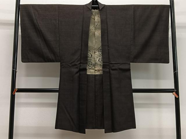 平和屋着物∞男性　長羽織　紬地　霞文　正絹　逸品　CABD4750ua