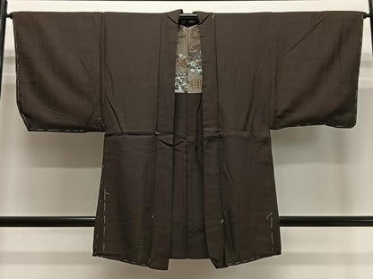 平和屋着物∞男性　長羽織　格子　正絹　逸品　未使用　CABD4751ua