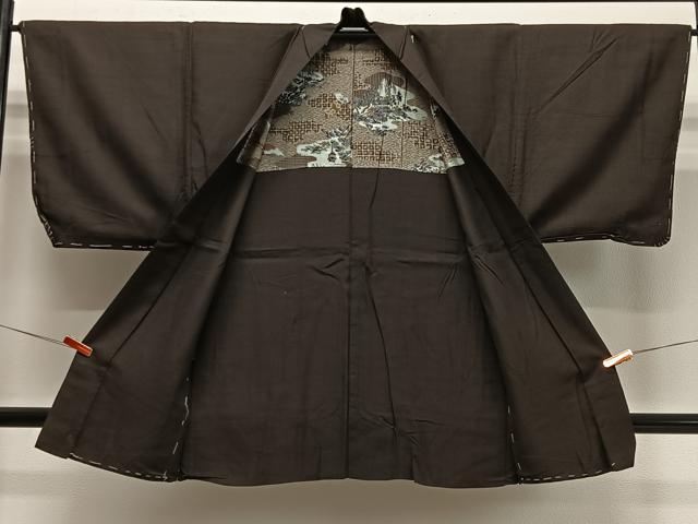 平和屋着物∞男性　長羽織　格子　正絹　逸品　未使用　CABD4751ua