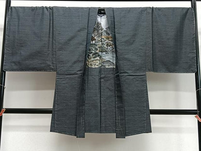 平和屋着物∞男性　長羽織　キングサイズ　本場大島紬　亀甲文　正絹　逸品　未使用　CABD4752ua