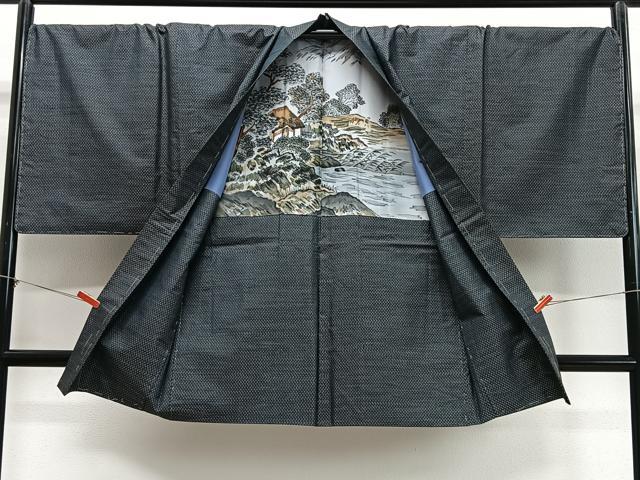 平和屋着物∞男性　長羽織　キングサイズ　本場大島紬　亀甲文　正絹　逸品　未使用　CABD4752ua