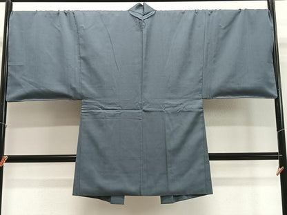 平和屋着物∞男性　長羽織　錆鉄御納戸色　正絹　逸品　CABD4754ua