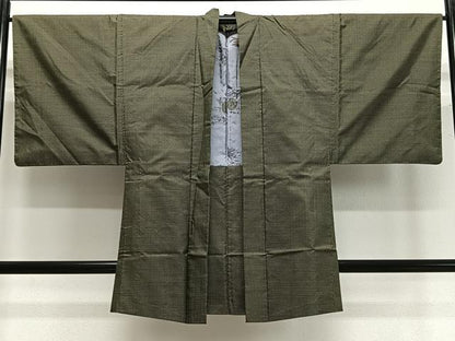 平和屋着物∞男性　長羽織　本場大島紬　格子　正絹　逸品　CABD4759ua