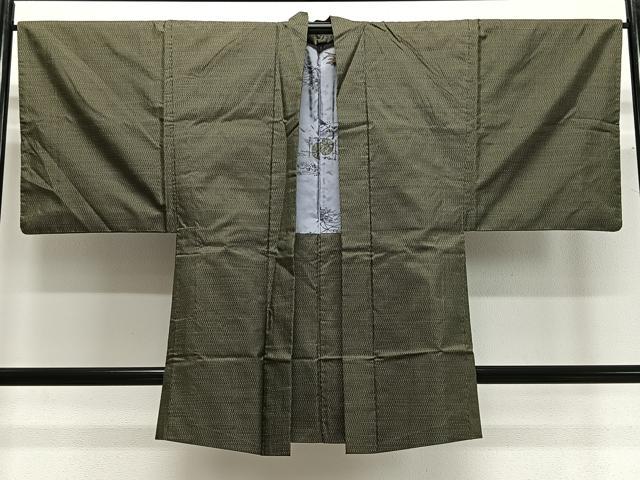 平和屋着物∞男性　長羽織　本場大島紬　格子　正絹　逸品　CABD4759ua