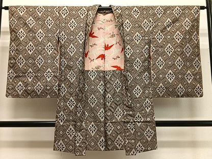 平和屋着物∞長羽織　本場大島紬　花菱文　正絹　逸品　未使用　CABD4760ua