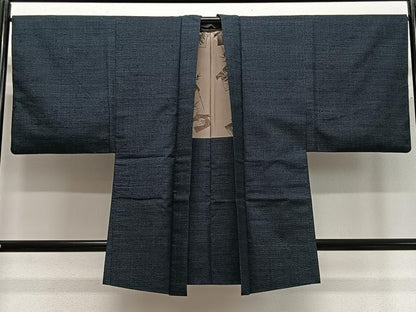 平和屋着物∞男性　長羽織　紬地　絣文様　正絹　逸品　CABD4764ua