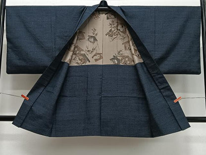 平和屋着物∞男性　長羽織　紬地　絣文様　正絹　逸品　CABD4764ua