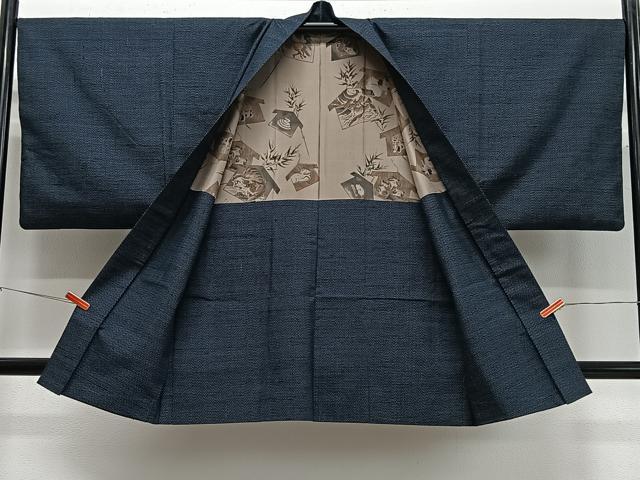 平和屋着物∞男性　長羽織　紬地　絣文様　正絹　逸品　CABD4764ua