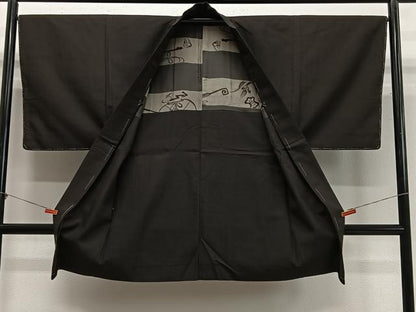 平和屋着物∞男性　長羽織　紬地　格子　正絹　逸品　未使用　CABD4765ua