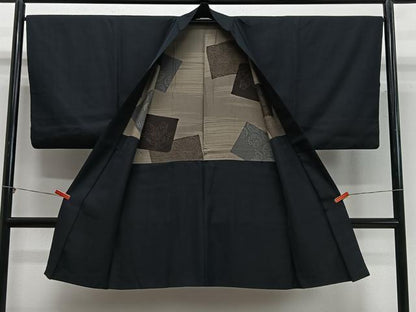 平和屋着物∞男性　長羽織　蝋色　正絹　逸品　CABD4766ua