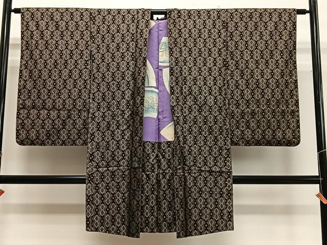 平和屋着物∞長羽織　本場大島紬　紬地　幾何学文　正絹　逸品　CABD4769ua