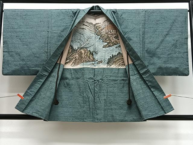 平和屋着物∞男性　羽織　紬地　縞　正絹　逸品　CABD4770ua