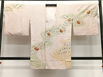 平和屋着物∞道行コート　草花文　金彩　ロング丈　正絹　逸品　CABD4771ua