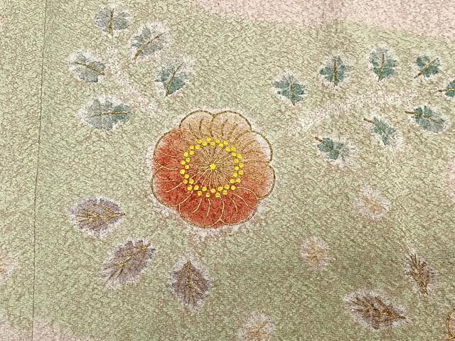 平和屋着物∞道行コート　草花文　金彩　ロング丈　正絹　逸品　CABD4771ua