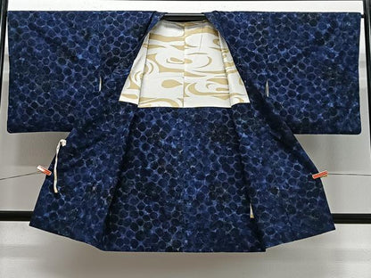 平和屋着物∞道行コート　輪奈ビロード　舞花文　ロング丈　正絹　逸品　CABD4773ua