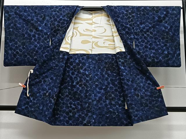 平和屋着物∞道行コート　輪奈ビロード　舞花文　ロング丈　正絹　逸品　CABD4773ua