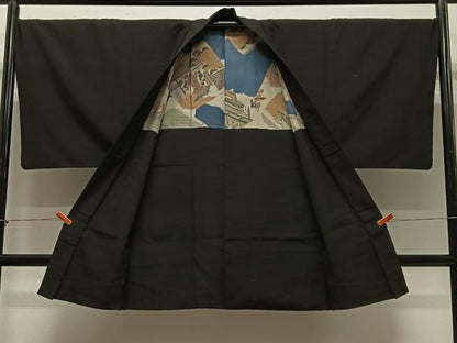 平和屋着物∞男性　羽織　紬地　霞文　正絹　逸品　CABD4776ua
