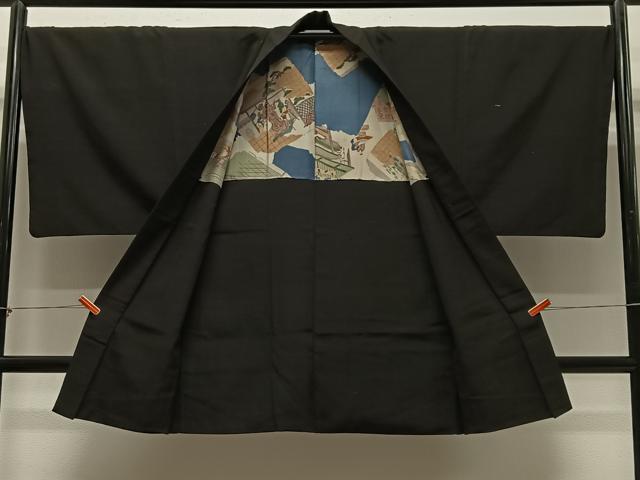 平和屋着物∞男性　羽織　紬地　霞文　正絹　逸品　CABD4776ua