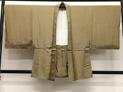 平和屋着物∞男性　羽織　紬地　油色　正絹　逸品　CABD4777ua