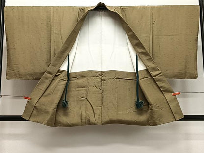 平和屋着物∞男性　羽織　紬地　油色　正絹　逸品　CABD4777ua