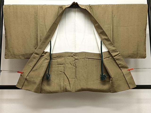 平和屋着物∞男性　羽織　紬地　油色　正絹　逸品　CABD4777ua