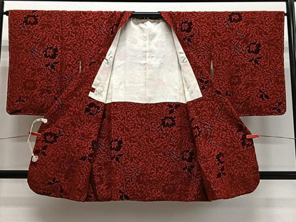 平和屋着物∞道行コート　輪奈ビロード　更紗花文　正絹　逸品　未使用　CABD4778ua