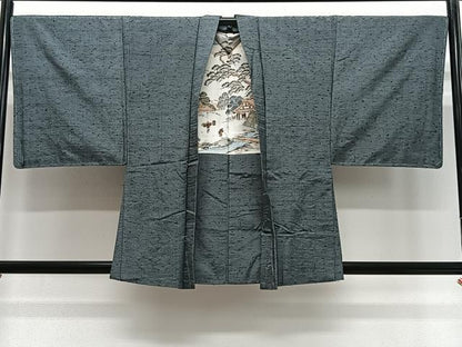 平和屋着物∞男性　羽織　髭紬地　霞文　正絹　逸品　未使用　CABD4780ua